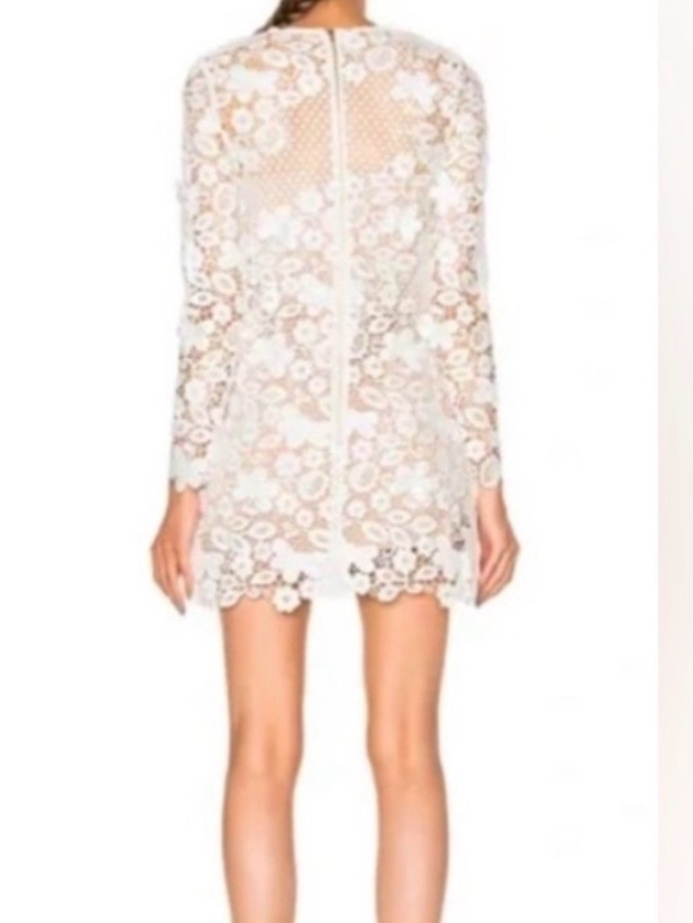 Self-Portrait White Floral Lace Long-Sleeve Dress - Picture 3 of 3